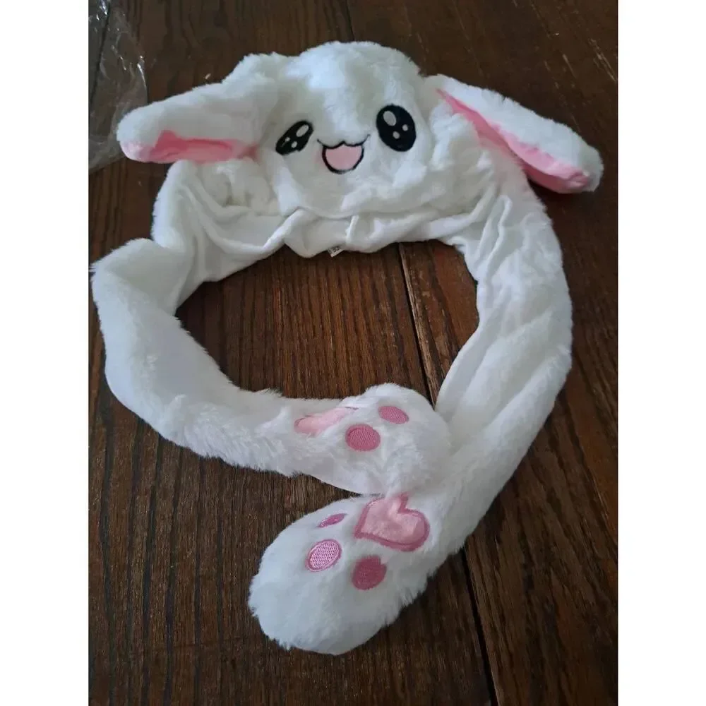 New Girls Easter Bunny Rabbit Hat Ears Move Pink White CUTE NWT